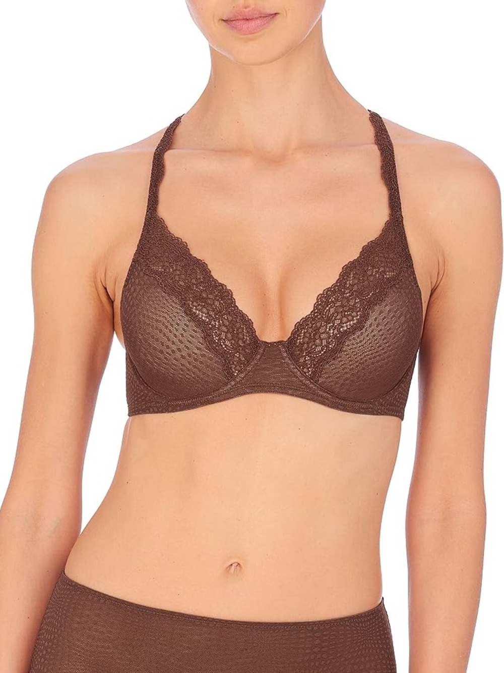 Natori Beyond Contour Convertible Lace Bra in Brown, Women’s size 32C